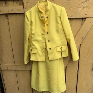 Vintage Vilano By Gerardo Livornese Yellow Dress Blazer Suit Women’s Size 10